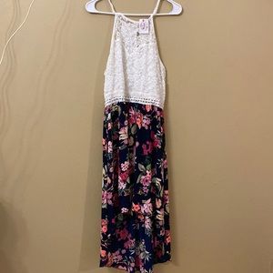 White and Floral high low halter top dress